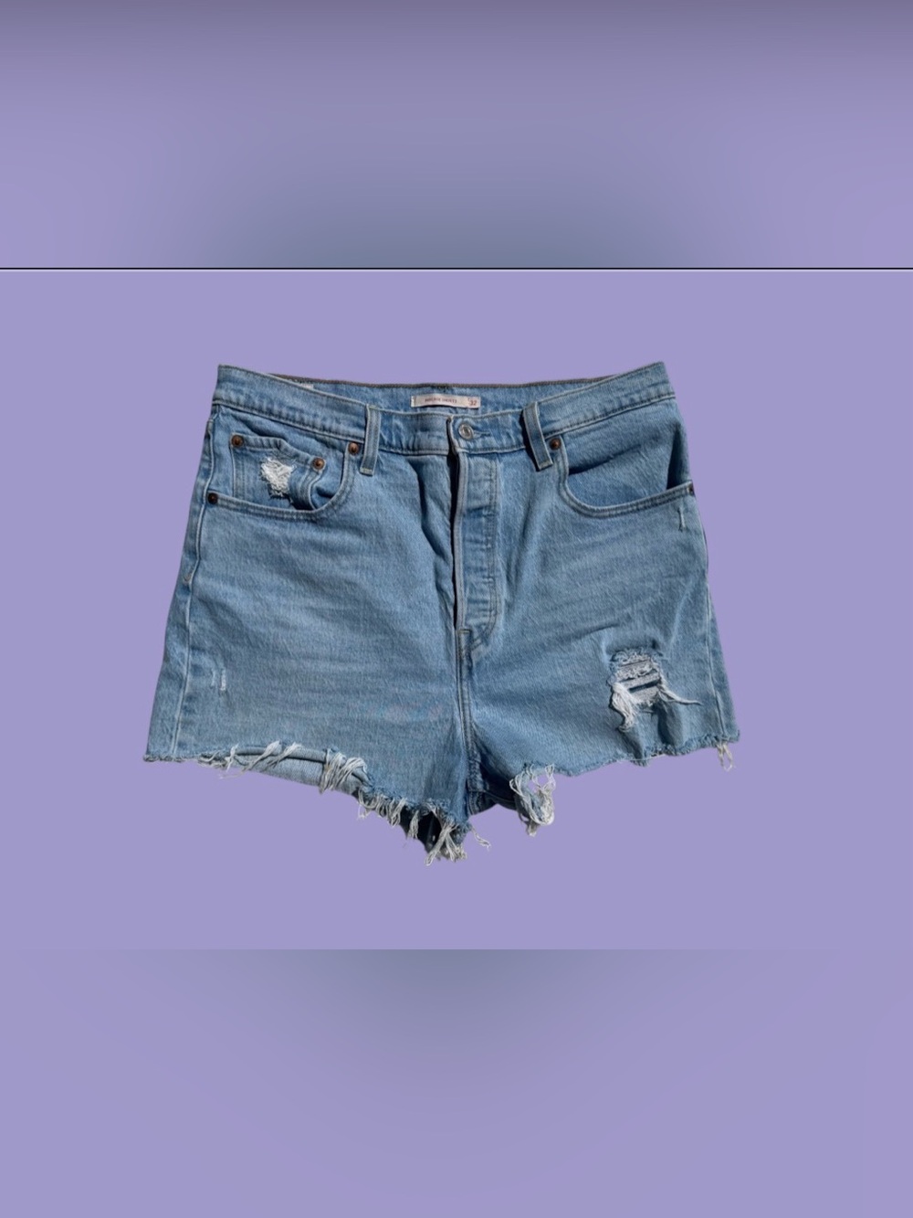 Levi’s Ribcage Blue Jean Cutoff Shorts 32 Large